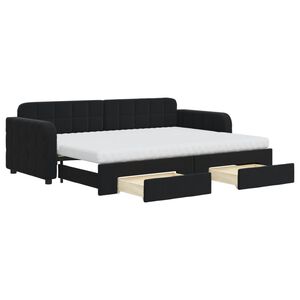 vidaXL Sof&aacute; cama nido con cajones terciopelo negro 80x200 cm