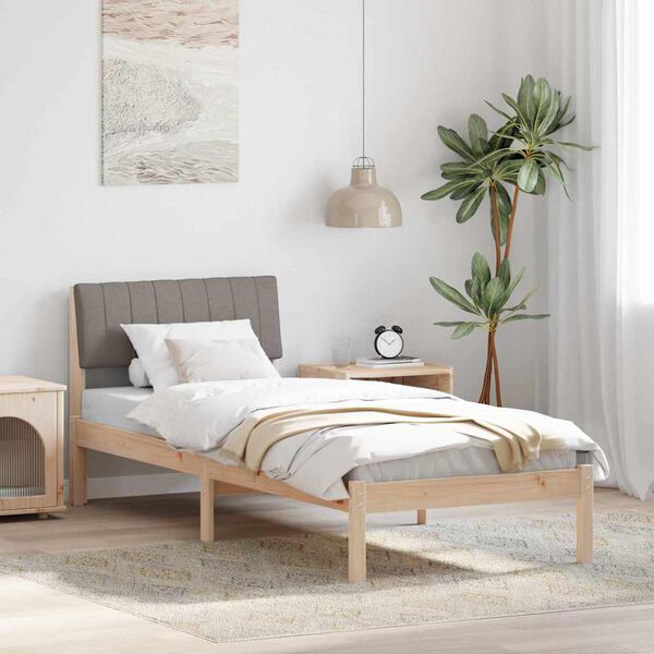 vidaXL Estructura de cama con cabecera Marrón y taupe 75 x 190 cm