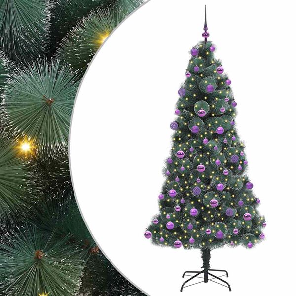 vidaXL Árbol de Navidad artificial preiluminado con set de bolas
