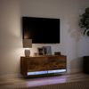 vidaXL Mueble de TV de pared con luces LED roble ahumado 100x31x35 cm