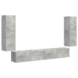 vidaXL Conjunto de mueble para TV de pared 4 pcs Gris Concreto