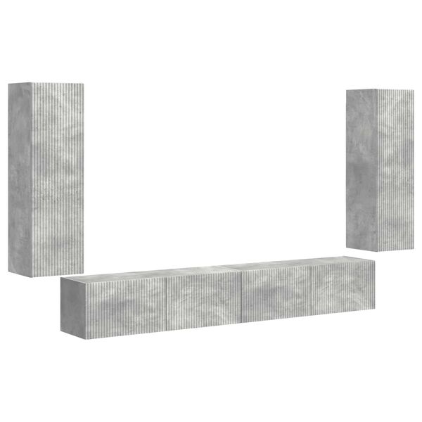 vidaXL Conjunto de mueble para TV de pared 4 pcs Gris Concreto