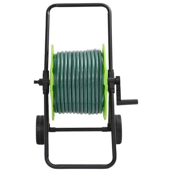 vidaXL Carro de carrete de manguera verde con manguera de PVC de 50 m