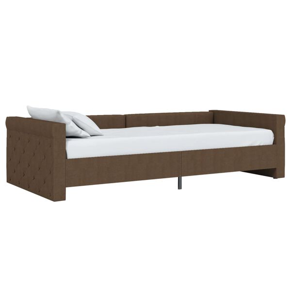 vidaXL Sof&aacute; cama con colch&oacute;n USB de tela marr&oacute;n oscuro 90x200 cm