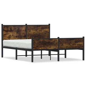vidaXL Estructura de cama sin colch&oacute;n metal roble ahumado 140x200 cm