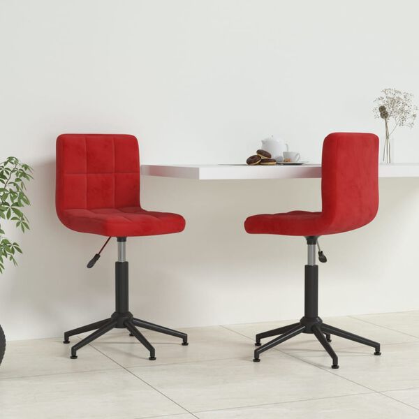 vidaXL Sillas de comedor giratorias 2 unidades terciopelo rojo tinto