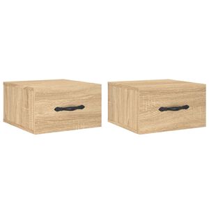 vidaXL Mesitas de noche de pared 2 uds color roble Sonoma 35x35x20 cm