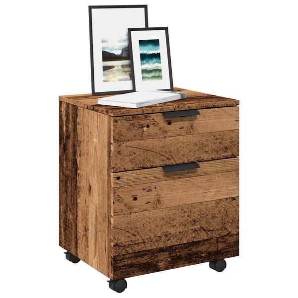 vidaXL Archivador ruedas madera contrachapada madera vieja 45x38x54 cm