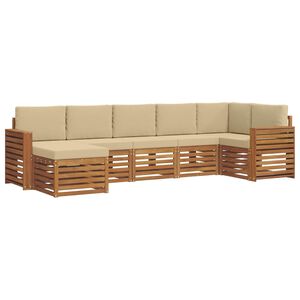 vidaXL Juegos de sof&aacute;s 7 pcs Natural y Beige Madera de Acacia S&oacute;lida