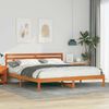 vidaXL Estructura de cama con cabecera Marr&oacute;n Madera de pino