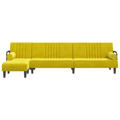 vidaXL Sofá cama en forma de L terciopelo amarillo 260x140x70 cm