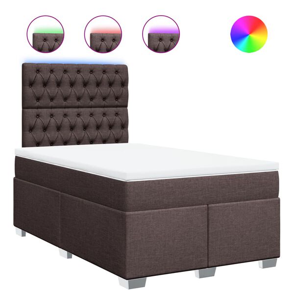 vidaXL Cama box spring con colch&oacute;n tela marr&oacute;n oscuro 120x190 cm