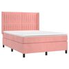 vidaXL Cama box spring colch&oacute;n y LED terciopelo rosa 140x200 cm