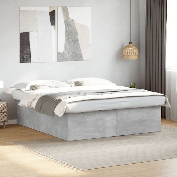 vidaXL Estructura de cama madera de ingenier&iacute;a gris hormig&oacute;n 200x200cm