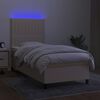 vidaXL Cama box spring colch&oacute;n y luces LED tela color crema 90x190 cm