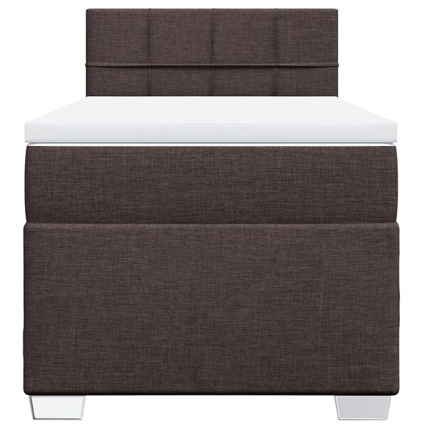 vidaXL Cama box spring con colch&oacute;n tela marr&oacute;n oscuro 90x190 cm
