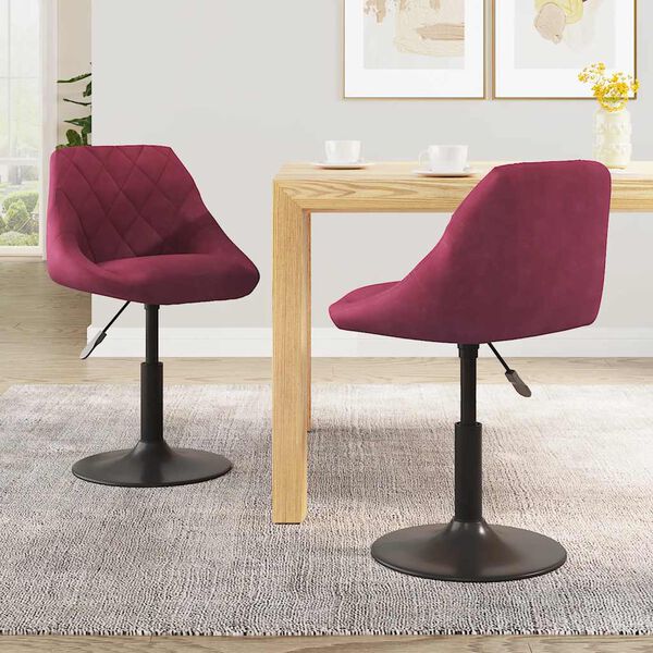 vidaXL Sillas de comedor giratorias 2 unidades terciopelo rojo tinto
