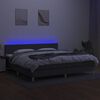 vidaXL Cama box spring con colch&oacute;n y LED tela gris oscuro 200x200 cm
