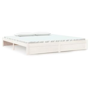 vidaXL Estructura de cama sin colch&oacute;n madera maciza blanco 200x200 cm
