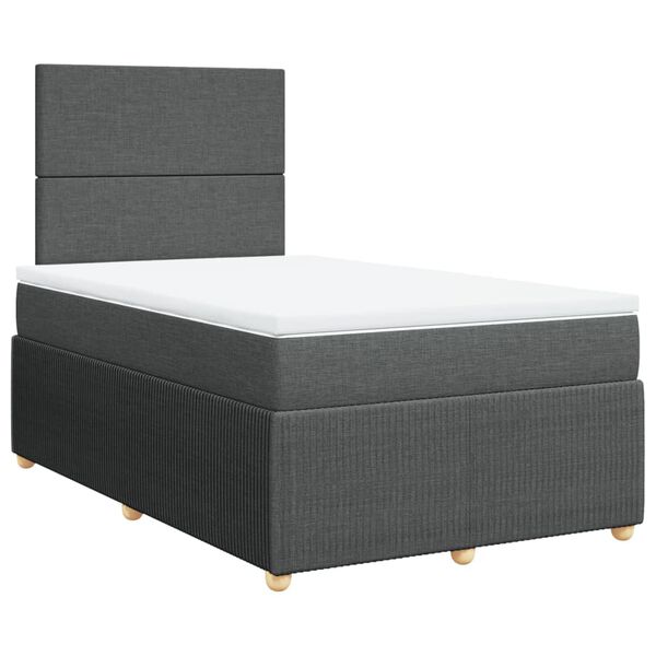 vidaXL Cama box spring con colch&oacute;n tela gris oscuro 120x190 cm