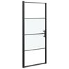 vidaXL Puerta de ducha vidrio semiesmerilado negro 81x195 cm