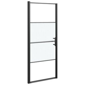 vidaXL Puerta de ducha vidrio semiesmerilado negro 81x195 cm