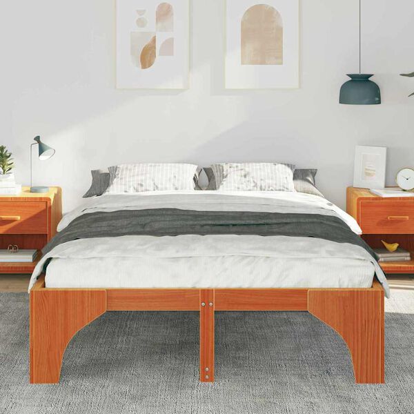 vidaXL Estructura de cama Marrón 160 x 200 cm Madera de pino macizo