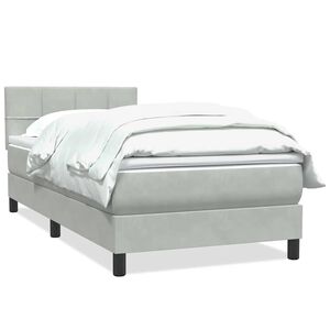 vidaXL Cama box spring con colch&oacute;n terciopelo gris claro 90x220 cm