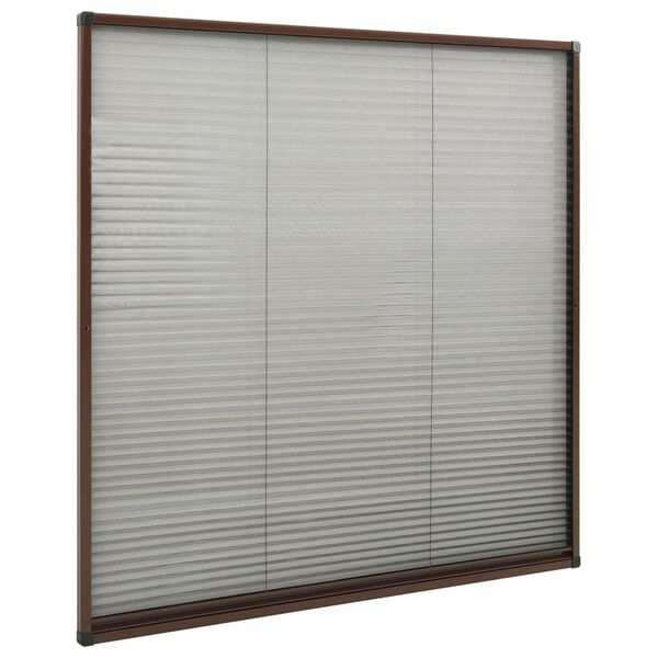 vidaXL Mosquitera plisada para ventanas aluminio marr&oacute;n 120x120 cm