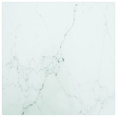 vidaXL Tablero mesa diseño mármol vidrio templado blanco 30x30 cm 6 mm