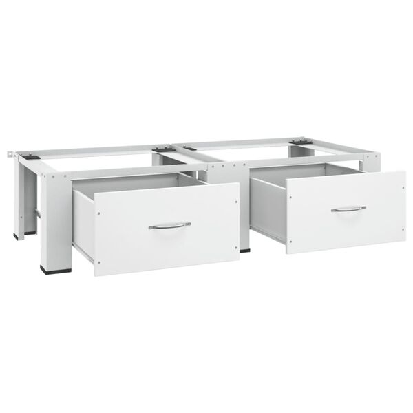 vidaXL Pedestal doble para lavadora y secadora con cajones blanco