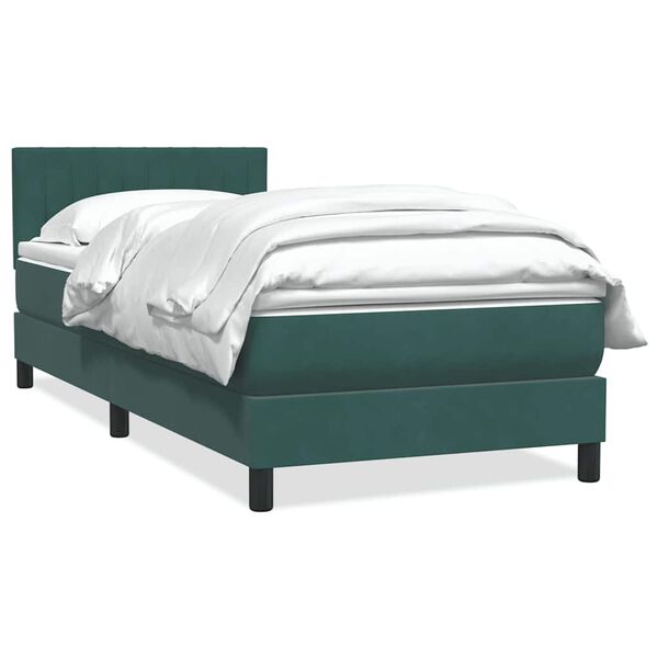 vidaXL Cama box spring con colch&oacute;n terciopelo verde oscuro 80x220 cm