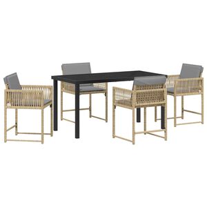 vidaXL Conjunto de Comedor de Jard&iacute;n 5 pcs Beige rat&aacute;n sint&eacute;tico