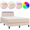 vidaXL Cama box spring colch&oacute;n LED cuero sint&eacute;tico capuchino 120x200cm