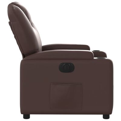 vidaXL Sillón reclinable eléctrico de cuero sintético marrón