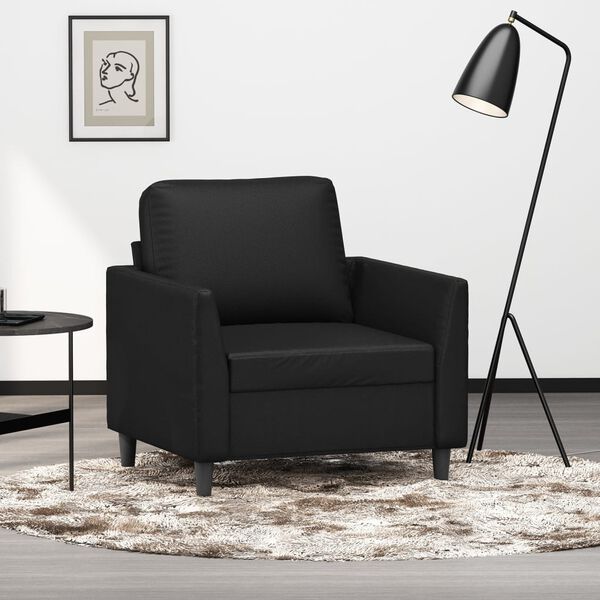 vidaXL Sill&oacute;n cuero sint&eacute;tico negro 60 cm