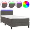 vidaXL Cama box spring colch&oacute;n y LED terciopelo gris oscuro 100x200 cm