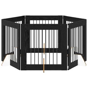vidaXL Puerta de perro con soportes 6 pcs Roble Negro 80 x 80 cm
