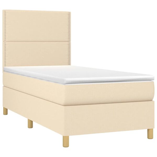 vidaXL Cama box spring con colch&oacute;n tela color crema 90x190 cm