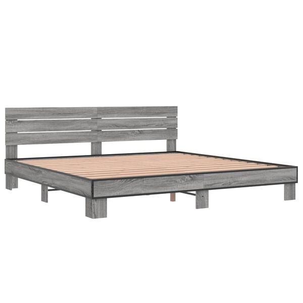 vidaXL Estructura cama madera ingenier&iacute;a metal gris Sonoma 200x200 cm