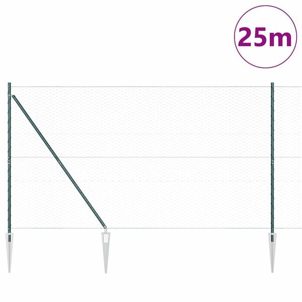 vidaXL Poste de Valla Verde 25 x 1,6 m (malla de 36 mm) Acero y PVC