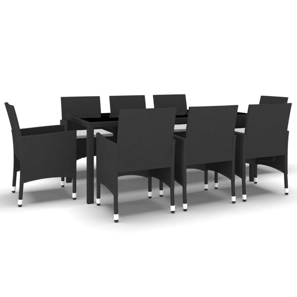 vidaXL Juego de comedor de jard&iacute;n 9 piezas rat&aacute;n sint&eacute;tico negro