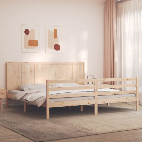vidaXL Estructura de cama con cabecero madera maciza 200x200 cm