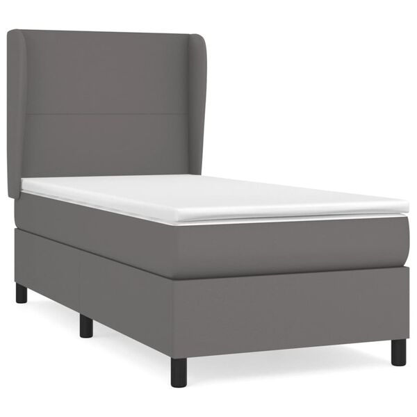 vidaXL Cama box spring con colchón cuero sintético gris 100x200 cm