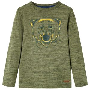 vidaXL Camiseta infantil de manga larga caqui melange 104
