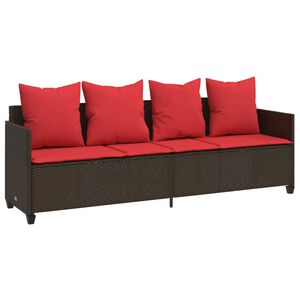 vidaXL Tumbona con cojines rat&aacute;n sint&eacute;tico marr&oacute;n