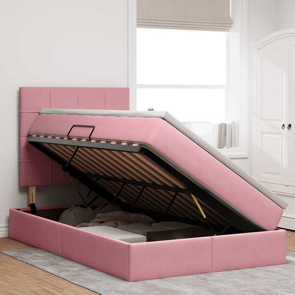 vidaXL Cama con almacenamiento y LED Rosa 120 x 200 cm Terciopelo