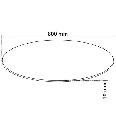 vidaXL Tablero de mesa de cristal templado redondo 800 mm