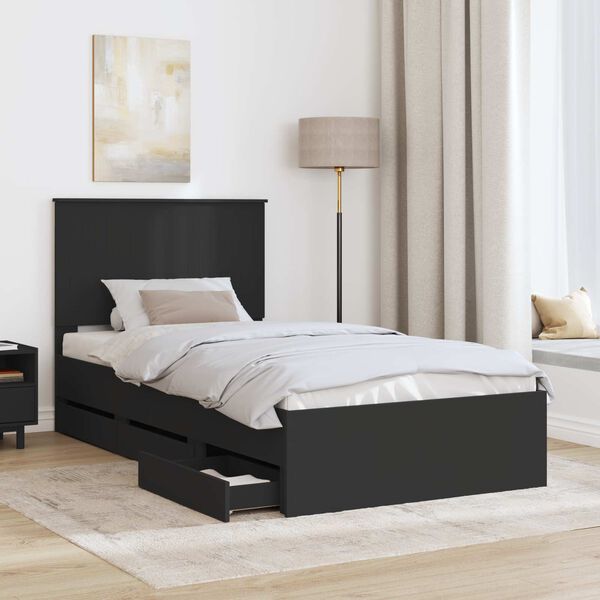 vidaXL Estructura de cama Negro 100 x 200 cm Madera Ingenieril
