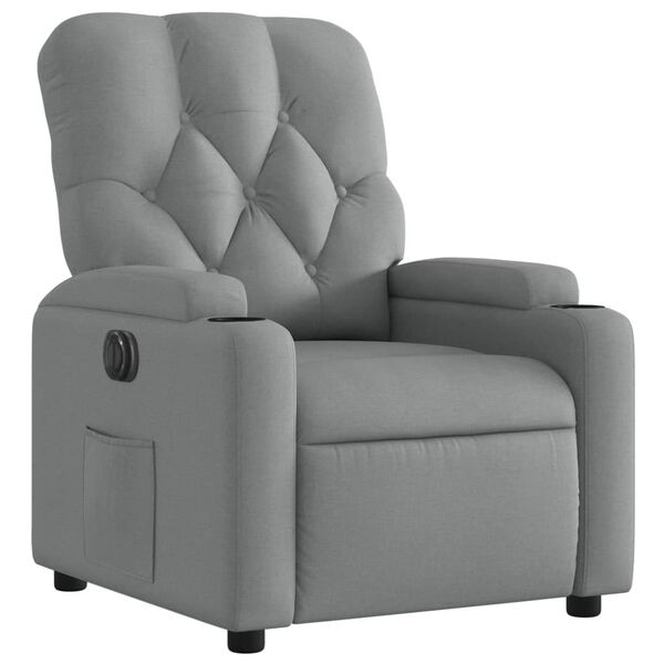 vidaXL Sill&oacute;n reclinable el&eacute;ctrico tela gris claro